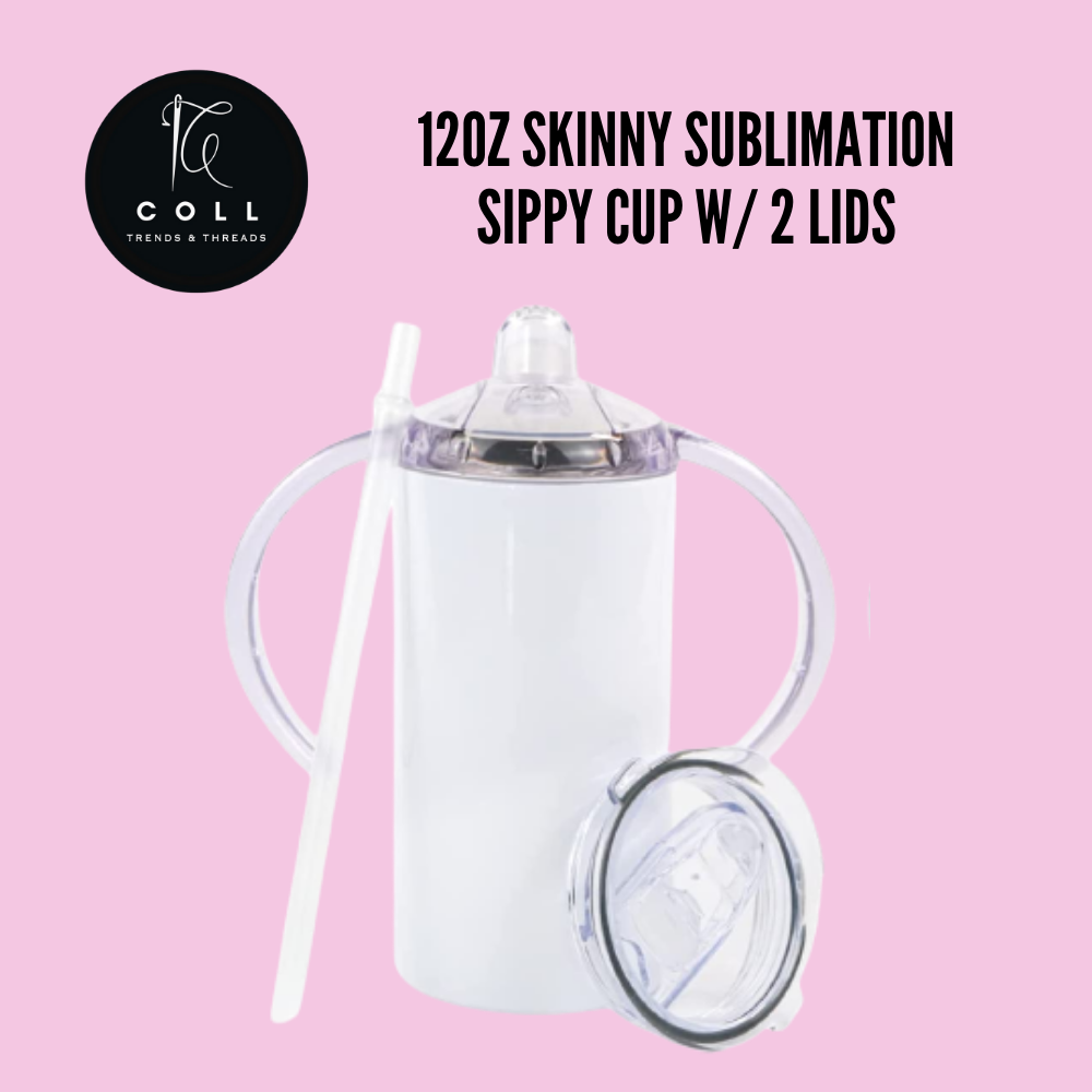 12oz Skinny Sublimation Sippy Cup W/ 2 lids