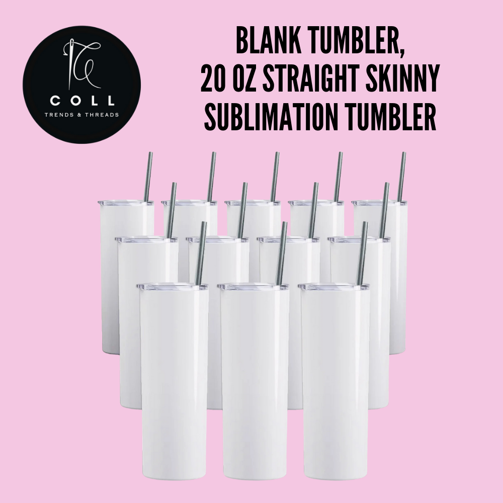20oz Straight Skinny Tumbler Sublimation Blanks Gloss White